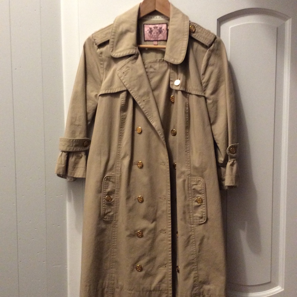 Juicy Couture Ruffled Trench Coat L EUC
